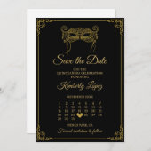 Masquerade Calendar Save the Date Quinceañera Kaart (Voorkant / Achterkant)