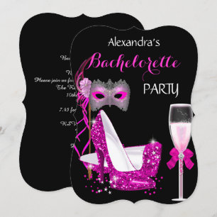 Masquerade Champagne Bachelorette Hot Pink l2 Kaart
