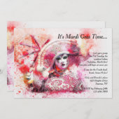 Masquerade Character in Red Invitation Kaart (Voorkant / Achterkant)