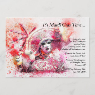 Masquerade Character in Red Invitation Kaart