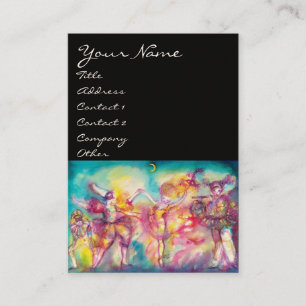 MASQUERADE ,DANS ,MUZIEK zwart,geel blauw roze Visitekaartje