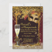 Masquerade de Hommes Mardi Gras Invitation de fête (Dos)