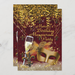 Masquerade de Hommes Mardi Gras Invitation de fête