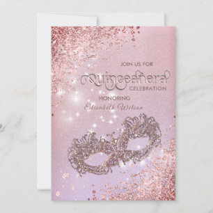 Masquerade diamant luxe Quinceañera roos gold Kaart