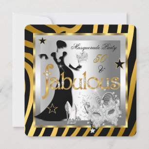 Masquerade Fabulous 50 Zebra Goud Zilver Zwart 2 Kaart