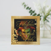 Masquerade Fabulous Gold Black Birthday Party Kaart (Staand voorkant)