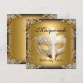 Masquerade Gold Black Birthday Party Kaart (Voorkant / Achterkant)