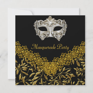 Masquerade Gold Black Hot Glamor Birthday Party Kaart
