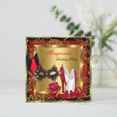 Masquerade Gold Red Black Glitter-masker op hoge h Kaart (Staand voorkant)