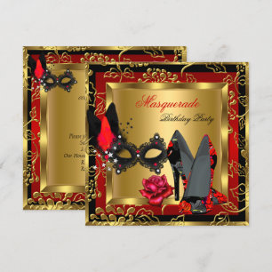 Masquerade Gold Red Black met hoge hoogte Masker-R Kaart