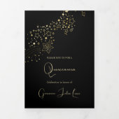 Masquerade Gold Stars Quinceanera Party Invitation (Page de couverture)