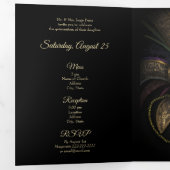 Masquerade Gold Stars Quinceanera Party Invitation (Intérieur en premier)