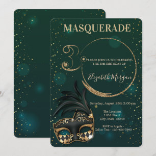Masquerade Goud Glitter Groen 30e Verjaardag Kaart