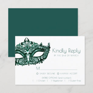 Masquerade Green Mask   Optie Donkere Emerald Entr RSVP Kaartje
