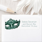 Masquerade Groen Masker | Levendig Emerald adres Etiket (Insitu)