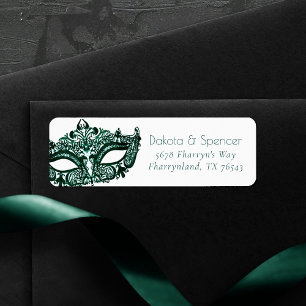Masquerade Groen Masker Levendig Emerald adres Etiket