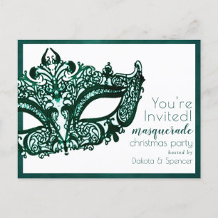 Masquerade Groen Masker   Mardi Gras Kerstfeest Uitnodiging Briefkaart