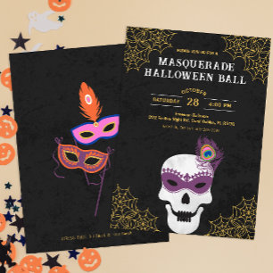 Masquerade Halloween Ball Skull Uitnodigen Kaart