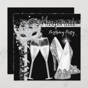 Masquerade Hi Heels Silver Black Champagne Party 2 Kaart