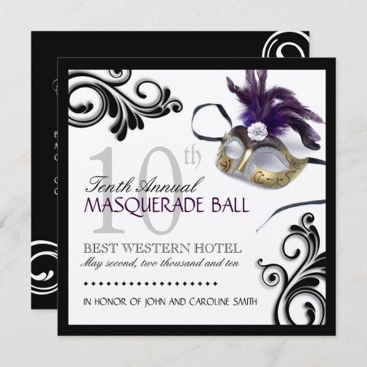 Masquerade Invitation Kaart (Voorkant / Achterkant)