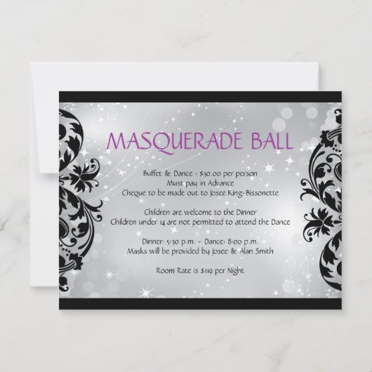 Masquerade Invitation Kaart (Achterkant)