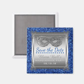 Masquerade Kostuum Party Blauw Zilver Save the Dat Magneet (Voorkant / Achterkant)