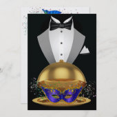 Masquerade / Mardi Gras Elegante Uitnodiging (Voorkant / Achterkant)