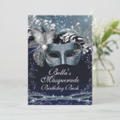 Masquerade Mardi Gras Invitations de fête d'annive (Debout devant)