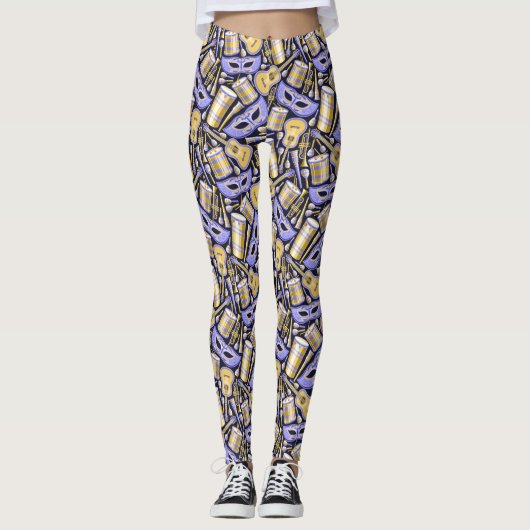 Masquerade Mardi Gras Pop Mode Leggings (Voorkant)