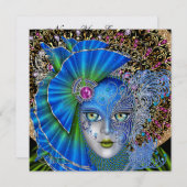 Masquerade Mardi Gras Uitnodiging (Voorkant / Achterkant)