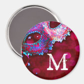 Masquerade Mask Costume Monogram Initiaal Magnet Magneet (Voorkant / Achterkant)
