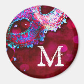 Masquerade Mask Costume Monogram Initiaal Magnet Magneet (Voorkant)