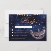 Masquerade mask elegant roze goud glitters RSVP (Voorkant)