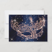 Masquerade mask elegant roze goud glitters RSVP (Achterkant)