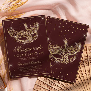 Masquerade mask glitter Sweet 16 Kaart