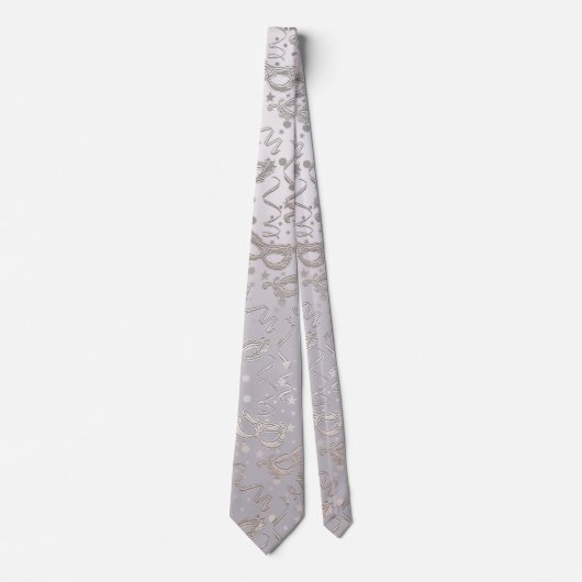 Masquerade Mask Silver en Grey Pattern Stropdas (Voorkant)