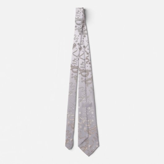 Masquerade Mask Silver en Grey Pattern Stropdas (Achterkant)