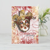 Masquerade mask venetian mardi gras kaart (Staand voorkant)