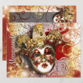 Masquerade mask venetian mardi gras kaart (Voorkant / Achterkant)