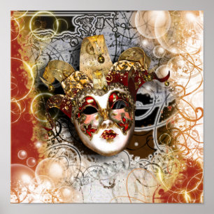Masquerade mask venetian mardi gras poster