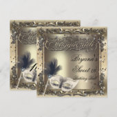Masquerade Masker Elegant Gouden Verjaardagsfeest Kaart (Voorkant / Achterkant)
