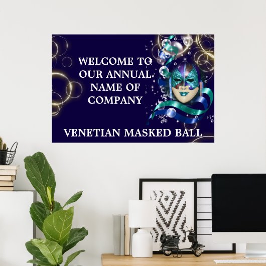 Masquerade masker Venetiaanse gemaskerde bal Poster (Thuiskantoor)