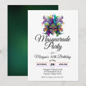 Masquerade maskerparty verjaardaguitnodiging kaart (Voorkant / Achterkant)