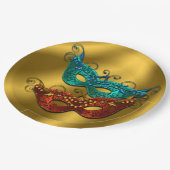 Masquerade maskers, Gold Satin Paper Bord 9" (Gekanteld)