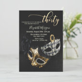 Masquerade, Masque Black 30th Birthday Kaart (Staand voorkant)
