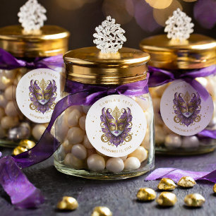 Masquerade Motief Sweet 16 Paarse Goud ID1032 Ronde Sticker