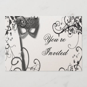 Masquerade Mystique BW Uitnodiging