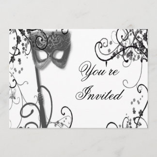 Masquerade Mystique BW Uitnodiging