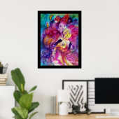 MASQUERADE NACHT Carnaval Musicus in Roze kostuum Poster (Thuiskantoor)