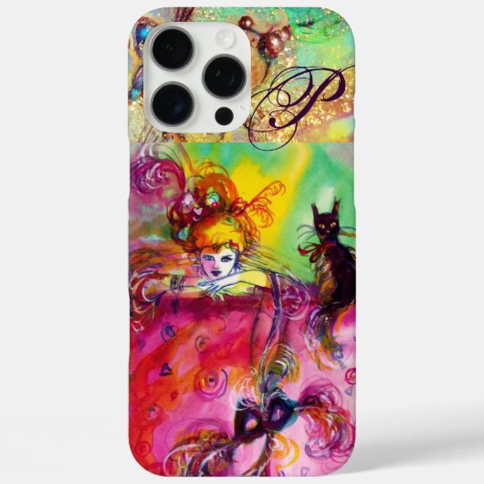 MASQUERADE NACHT / LADY MET ZWARTE CAT-MONOGRAM Case-Mate iPhone CASE (Achterkant)